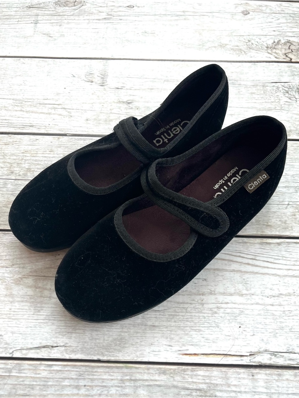 Cienta Black Velvet Mary Jane Girls’ Shoes